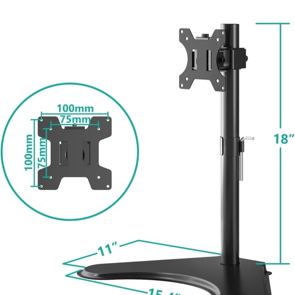 WALI Single Monitor Stand, Adjustable Monitor Stand for One Screen up to 32inch - Picture 3 of 14